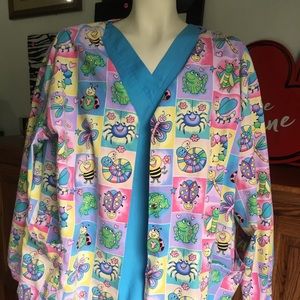Scrub Jacket ~ Pink/Yellow/Purple ~ Size XL